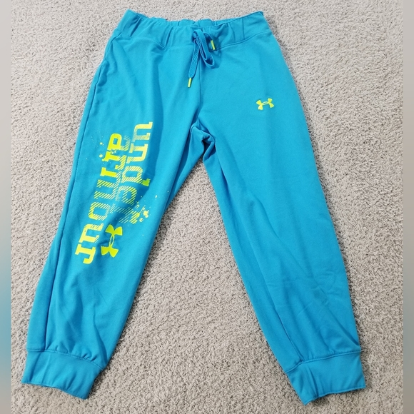 Under Armour AllSeasonGear Blue and Yellow Loose Crop Pants - Picture 1 of 4